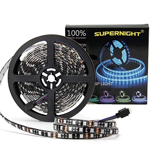 Product Cover SUPERNIGHT 16.4ft 5050 RGB Strip Waterproof Black PCB, 300 LED Color Changing Rope Lights