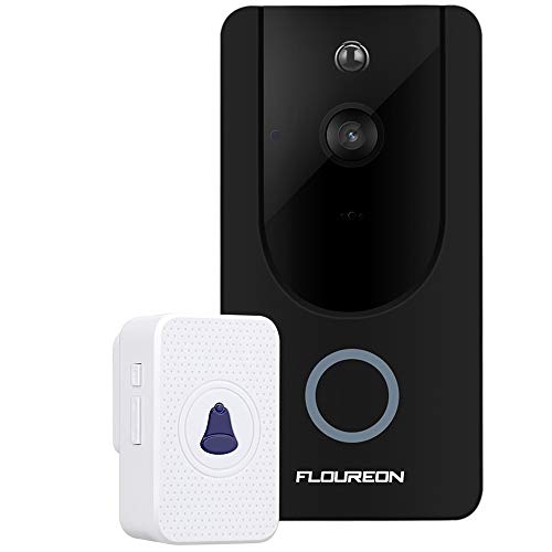 Product Cover Wireless Video Doorbell FLOUREON WiFi Smart Video Doorbell Chime with 720P HD Security Camera Real-Time Video and Two-Way Talk, Night Vision, PIR Motion Detection Support APP Control
