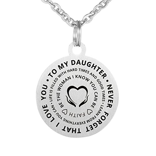 Product Cover Inspirational Thanksgiving Day Gift to My Daughter Never Forget That I Love You Stainless Steel Keychain Necklace