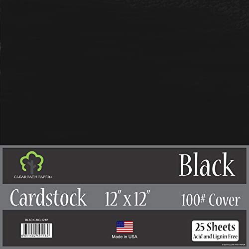 Product Cover Clear Path Paper 100lb Cover Cardstock Paper, 12 x 12, Black, 25 Sheets