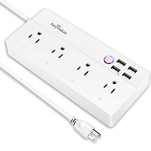 Product Cover Smart Power Strip, Wifi Surge Protector, Voice Control with Alexa & Google Home, 4 AC Outlets 4 USB Port with 6-Foot Cord, App Control Appliances, Individual Control, Timing Schedule, No Hub Required