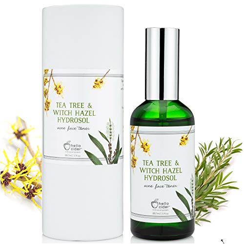 Product Cover TEA TREE WITCH HAZEL FACE TONER - 100% Natural & Organic Ingredients, Astringent Facial Spray w/Apple Cider Vinegar - Reduce Blemish, Prevent Acnes, Restore pH, Tone. All Skin Type. Hello Cider