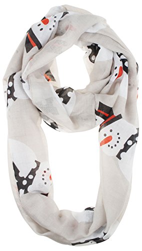 Product Cover VIVIAN & VINCENT Soft Lightweight Elegant Christmas Holiday Sheer Infinity Scarf White Snowman
