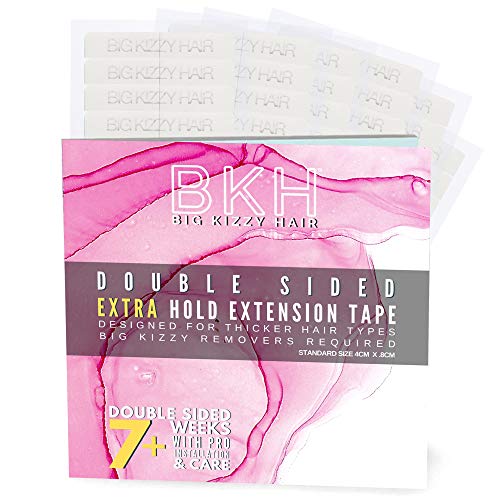 Product Cover Big Kizzy Hair Extensions Tape - Extra Hold - Fits Most Tape in Hair Extensions, 4cm x .8cm Tape for Extensions, Professional Double Sided Extension Tape