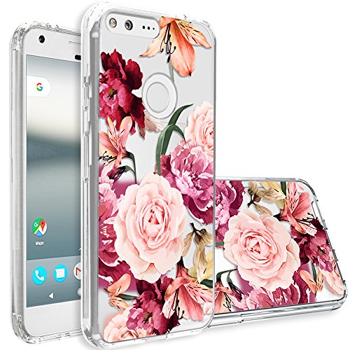 Product Cover Topnow Google Pixel Case, [Anti-Scratch PC + Shockproof Anti-Drop Soft TPU] Advanced Printing Pattern Phone Cases Glossy Drawing Design Cover for Google Pixel(Roses Cluster)