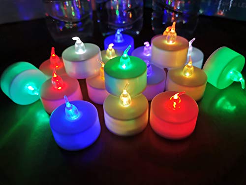 Product Cover 24 Pack LED Tea lights Candles - 7 Color Changing Flameless Tealight Candle - Long Lasting Battery Operated Fake Candles - Decoration for Wedding, Party and Christmas (Multi-color -24pcs)