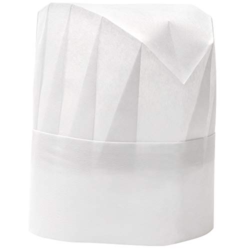 Product Cover 24-Pack Bulk Paper Chef Hats for Kids and Adults, Baker Cooking Kitchen Party Professional Chef Hat, Disposable Adjustable White Cap, 8 Inches