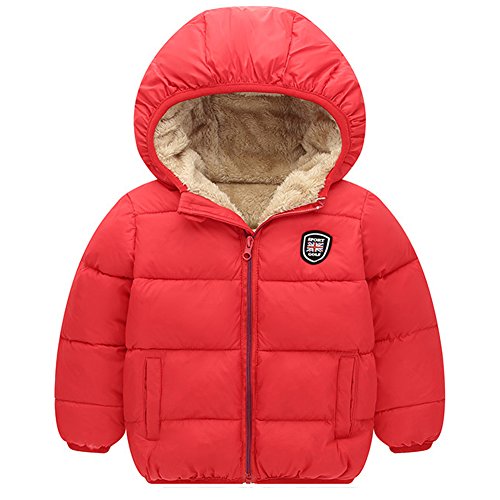 Product Cover Baywell Winter Warm Coat, Little Girls Boys Outwear Hoodie Jacket Red