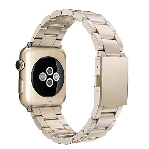 Product Cover Simpeak Slim Band Compatible with Apple Watch 40mm 38mm 44mm 42mm, Stailess Steel Metal Band Strap Replacement for Apple Watch Series 5 4 3 2 1, 38mm 40mm Champagne Gold