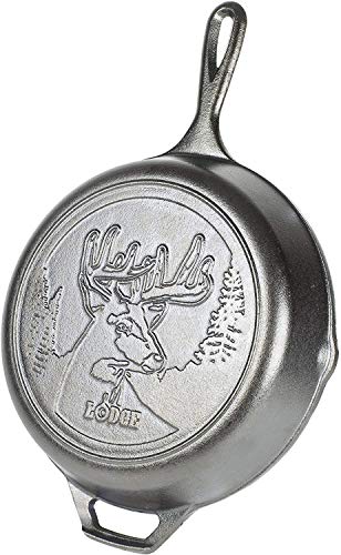 Product Cover Lodge L8SKWLDR Wildlife Series-10.25 Inch Seasoned Cast Iron Skillet with Deer Scene and Assist Handle, 10.25