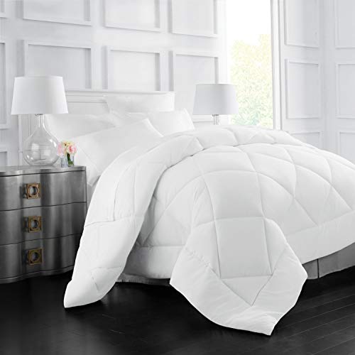 Product Cover Italian Luxury Goose Down Alternative Comforter - All Season - 2100 Series Hotel Collection - Luxury Hypoallergenic Comforter - Full/Queen - White