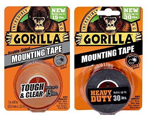 Product Cover Gorilla Mounting Tape, Double-Sided, Clear & Heavy Duty - Combo Pack