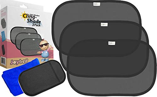 Product Cover Car Window Shade 3 Pack by Joybell | 80 GSM Blocks 98% UV Light and Heat | Sun Shade for Baby, Kids, Passengers, Pets. | No Suction Cups | Easy to Install | Easy to Adjust