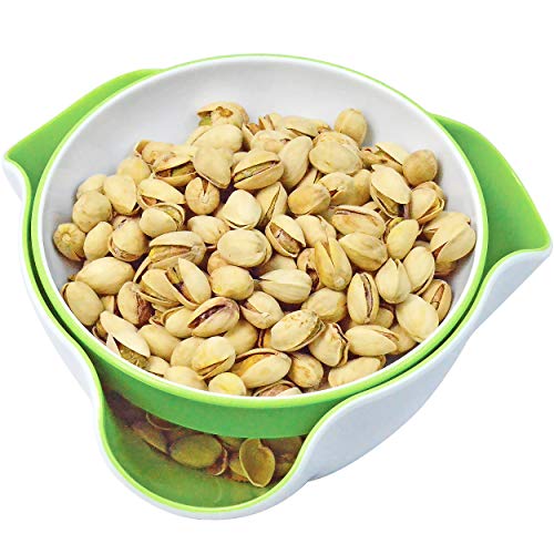 Product Cover Southern Homewares SH-10198 Double Dish Pedestal Serving Snack Dish For Peanuts Pistachios Cherries Edamame Fruits Candy Snacks, Green