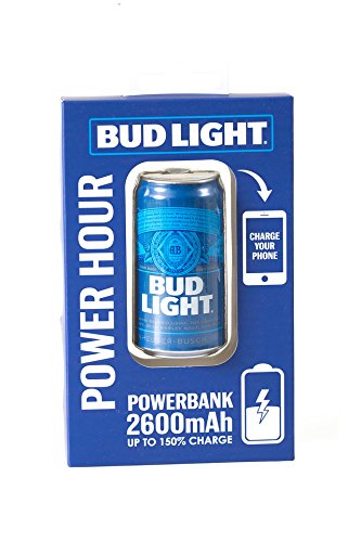 Product Cover Bud Light Power Bank, Portable Metal Charger Battery Pack. BudLight 2600 mAh Power Bank Premium USB Output Charger Universal Battery Charger for all Devices, Easy Travel Small Beer Power Pack - Can