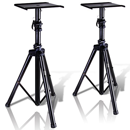 Product Cover Pyle Dual Studio Monitor 2 Speaker Stand Mount Kit - Heavy Duty Tripod Pair and Adjustable Height from 34.0