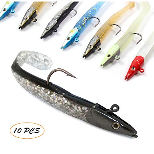Product Cover Croch Lead Head Jigs Soft Plastic Fishing Lures with Hook Sinking Swimbaits for Saltwater and Freshwater (Pack of 10)