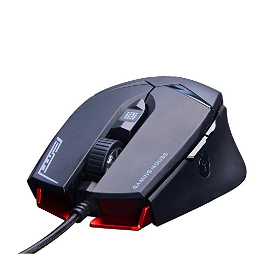 Product Cover Gaming Mouse,Rii M01 USB Wired MMO Gaming Mouse with red led,7 Programmable Buttons - 12,000 Adjustible DPI，Optical Sensor Pixart PMW3360 for PC,Gamer