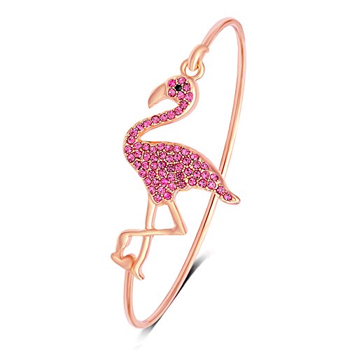 Product Cover SENFAI Full Rhinestone Flamingo Can Open Bangle for Women?(Rose Gold 1)