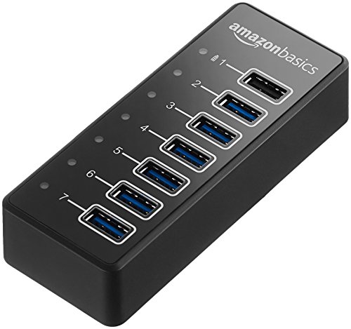 Product Cover AmazonBasics USB-C 3.1 7-Port Hub with Power Adapter - 36W Powered (12V/3A), Black