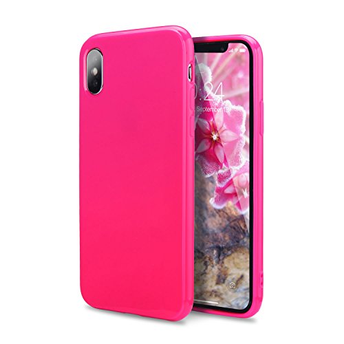 Product Cover FGA iPhone Xs Case, iPhone X Case, Sugar Candy Cute Lightweight Shockproof Full Protective Slim Fit Solid Color Flexible Soft TPU Bumper Gel Case Cover for Apple iPhone Xs, iPhone X(Hot Pink) ¡­