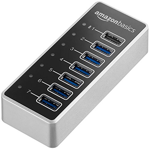 Product Cover AmazonBasics USB-C 3.1 7-Port Hub with Power Adapter - 36W Powered (12V/3A), Silver