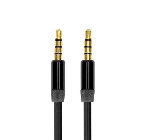 Product Cover Rekabel Stereo Audio Cable/Auxiliary Audio Cable, 3.5mm,Male to Male, 4-Conductor, 3.3ft/1m, for Smartphone, Headset, PC, Laptop, Microphone (Black)