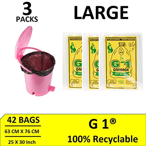 Product Cover G1 Garbage Bags And Covers Large Size Black Color 25 X 30 Inch Pack Of 3 42 Pieces