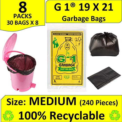 Product Cover G 1 Garbage Bags Medium Size Black Color 19 X 21 Inch 240 Pieces