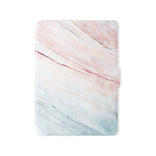 Product Cover leminimo Slim Fit Smart Marble Case for Kindle Paperwhite with Auto Sleep/Wake - Amazon Kindle Paperwhite Case (Fits ONLY 2012, 2013, 2015, 2016 Versions with Built-in Light) (Pink Marble)
