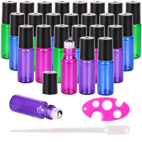 Product Cover 24X 5ml Refillable Glass Perfume Bottle Metal Ball Roller Essential Oil Aromatherapy