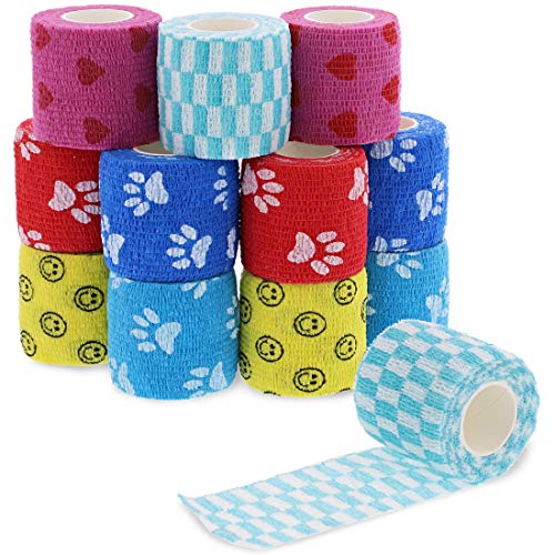 Product Cover Juvale Self Adherent Vet Wrap - Cohesive Bandage (2 in x 5 Yards, 12 Pack)