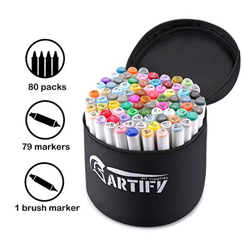 Product Cover Artify Artist Alcohol Based Art Marker Set 80 Colors Dual Tipped Twin Marker Pens with Carrying Case