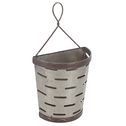 Product Cover Galvanized Vented Tin Olive Bucket Wall Pocket with Hanger (Standard Version)