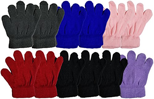 Product Cover 12 Pairs Winter Magic Gloves for Kids Toddlers, Stretchy Warm Bulk Pack Boys Girls Children