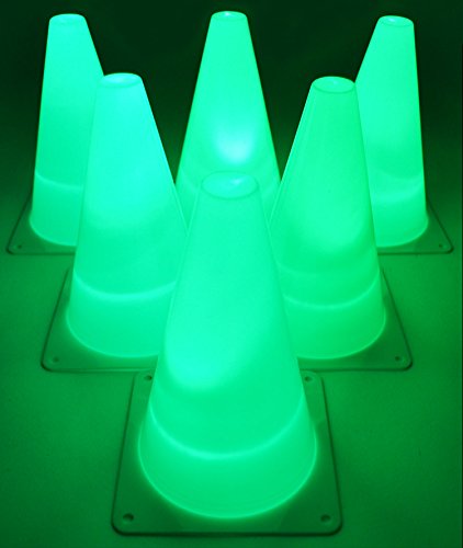 Product Cover GlowCity Light-Up Soccer Training Cones - 6 x 7-inch Super-Bright LED Agility Drill Cones - for Basketball, Athletics and Glow-in-The-Dark Practice - Batteries Included (6 Pack) (Green)