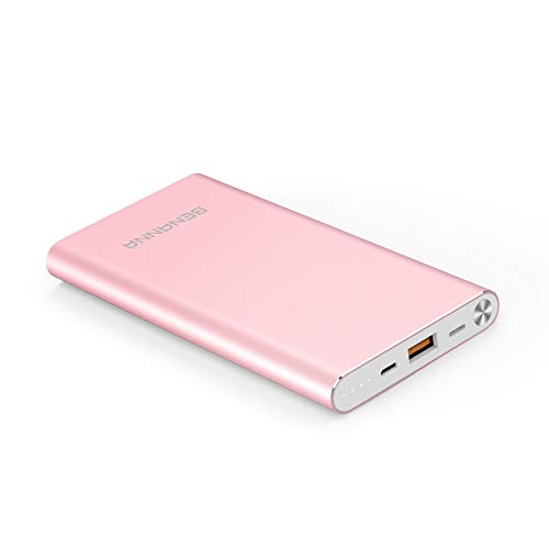 Product Cover Portable Charger 10000mAh Power Bank External Battery Backup Pack BENANNA Slim Compatible iPhone X XS XR Max 8 7 6 5 Plus iPad Android Cell Phone Galaxy Note LG Gopro - Rose Gold Pink