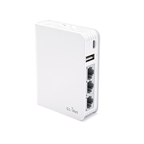 Product Cover GL.iNet GL-AR750 Travel AC Router, 300Mbps(2.4G)+433Mbps(5G) Wi-Fi, 128MB RAM, MicroSD Storage Support, OpenWrt/LEDE pre-Installed, Power Adapter and Cables Included