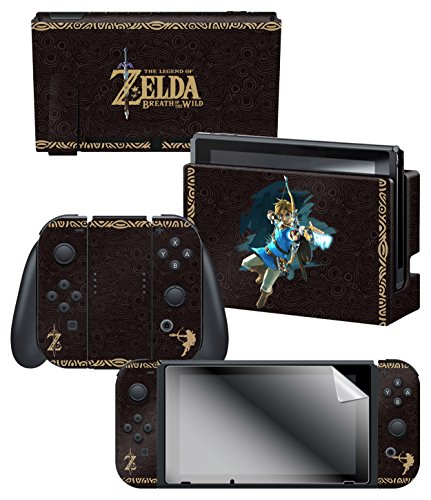Product Cover Controller Gear Nintendo Switch Skin & Screen Protector Set, Officially Licensed By Nintendo - The Legend of Zelda Breath of the Wild 