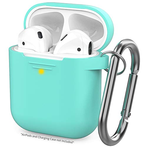 Product Cover AhaStyle Upgrade AirPods Case Silicon Protective Cover [Front LED Visible] Compatible with Apple AirPods 2 and 1（Mint Green）