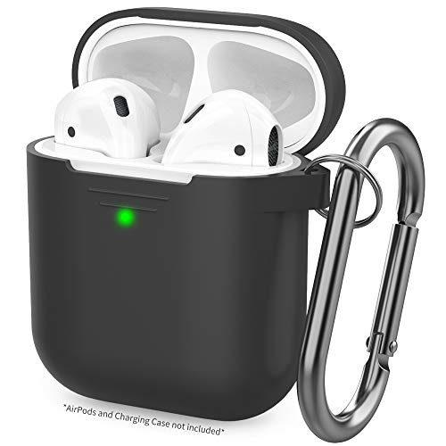 Product Cover AhaStyle Upgrade AirPods Case Silicon Protective Cover [Front LED Visible] Compatible with Apple AirPods 2 & 1 (Black)