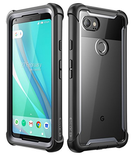 Product Cover i-Blason Case for Google Pixel 2 XL 2017 Release, [Ares] Full-Body Rugged Clear Bumper Case with Built-in Screen Protector(Black)