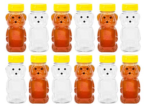 Product Cover PLASTIC 8 OZ BEAR SQUEEZE HONEY BOTTLE EMPTY WITH YELLOW FLIP-TOP CAPS (12)