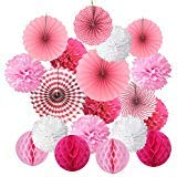 Product Cover Cocodeko SG_B0771B8PGW_US Hanging Set, Tissue Paper Poms Flower Fan and Honeycomb Balls for Birthday Baby Shower Wedding Festival Decorations-Pink, 3 Gram