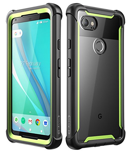 Product Cover i-Blason Case for Google Pixel 2 XL 2017 Release, [Ares] Full-Body Rugged Clear Bumper Case with Built-in Screen Protector(Black/Green)