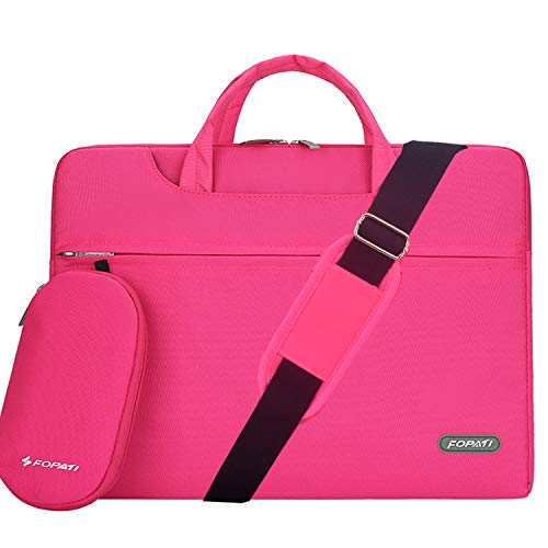 Product Cover YOUPECK Water Repellent 13-13.3 Inch Laptop Shoulder Bag Compatible MacBook Air Pro 13, Ultrabook Chromebook, Polyester Protective Messenger Briefcase Men Women Carrying Handbag Sleeve Case, Rose
