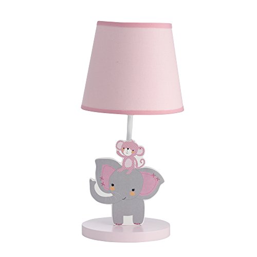 Product Cover Bedtime Originals Twinkle Toes Monkey Elephant Lamp with Shade & Bulb, Pink/Gray