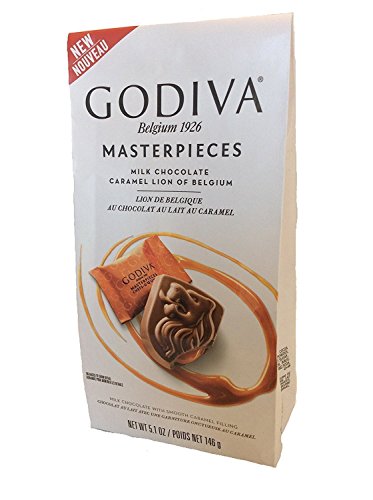 Product Cover Godiva Masterpieces Milk Chocolate Caramel Lion of Belgium 5 Ounce (Pack of 2)