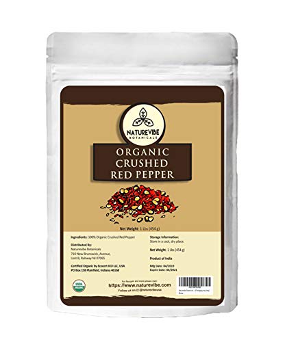 Product Cover Naturevibe Botanicals Organic Crushed Red Pepper, 1lbs - Non GMO and Gluten Free | Adds Taste and Flavor [Packaging may Vary]