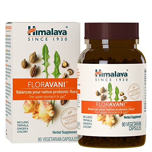 Product Cover Himalaya FlorAvani, The Plant-Based Alternative to Probiotics Relieves Gas, Nausea, Heartburn & Bloating with Triphala, Chicory & Ginger. 271 mg, 90 Caps, 1 Month Supply
